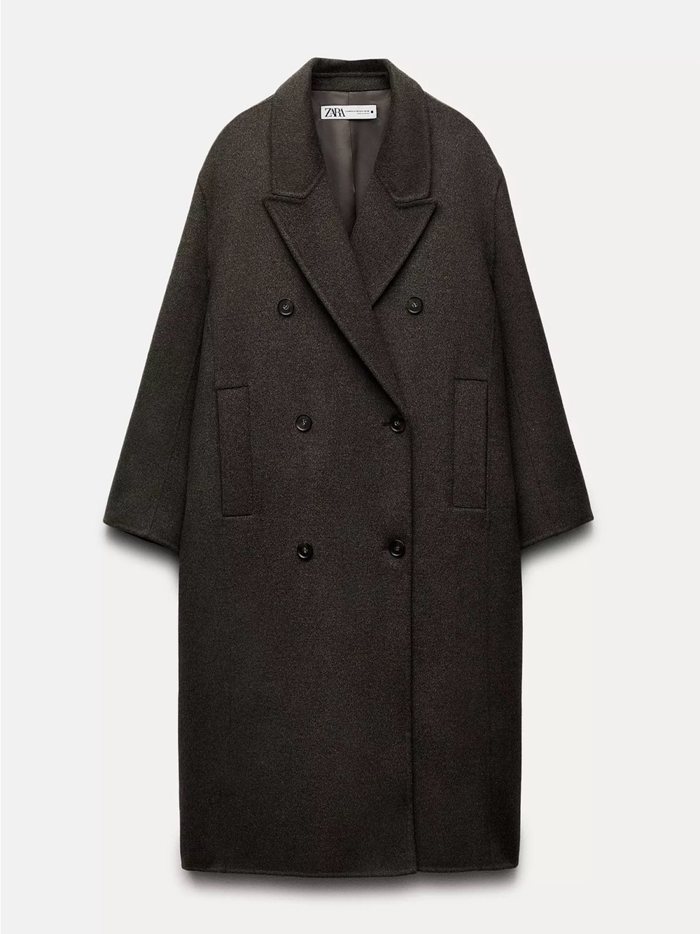 Zara Women's Double Faced Wool Blend Double Breasted Coat ZW collection
